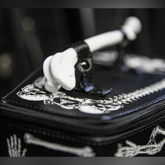 Kreepsville Black Coffin-Shaped Handbag with Skeleton Design - Picture 5 of 12